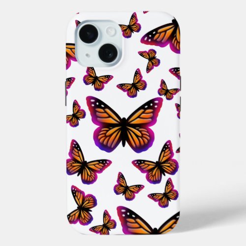 Colorful watercolor butterflies iPhone 15 case