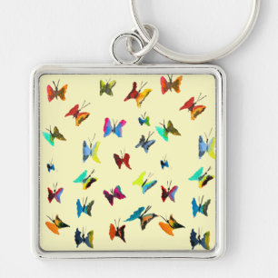 Colorful watercolor butterflies keychain