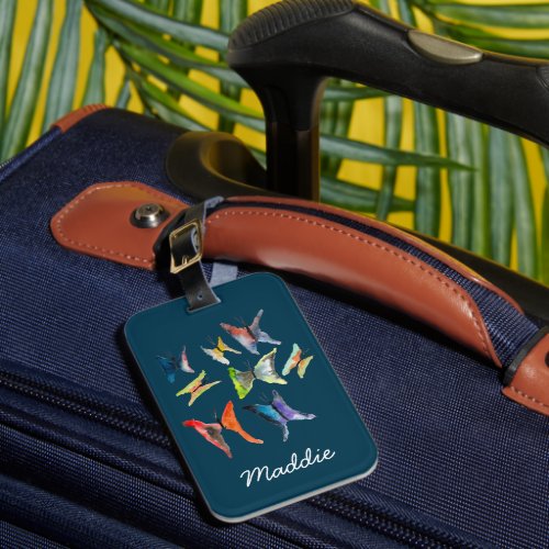 Colorful watercolor butterflies luggage tag