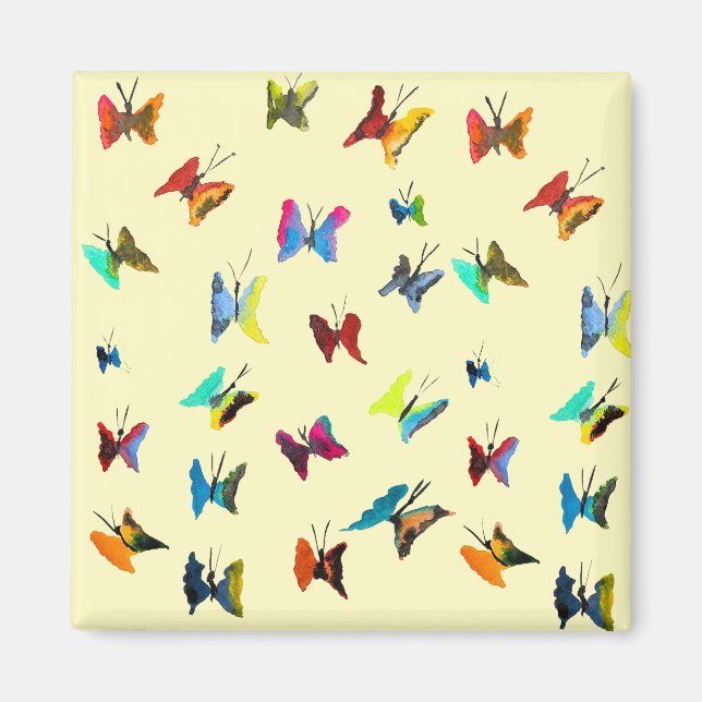 Colorful watercolor butterflies magnet (Front)