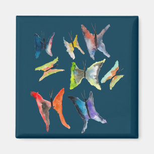Colorful watercolor butterflies magnet