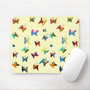 Colorful watercolor butterflies mouse pad