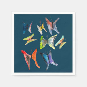 Colorful watercolor butterflies napkins