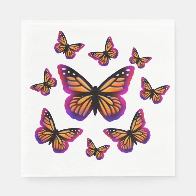 Colorful watercolor butterflies napkins (Front)