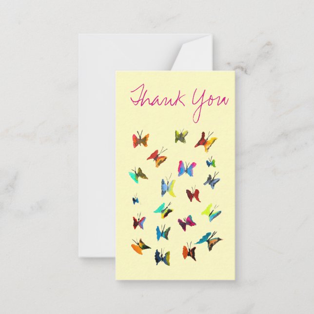 Colorful watercolor butterflies note card (Front)