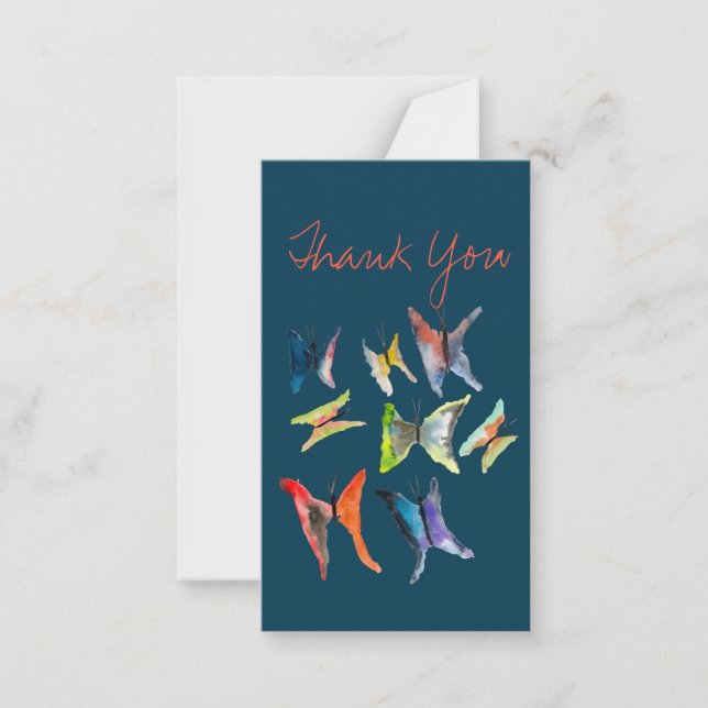 Colorful watercolor butterflies note card (Front)