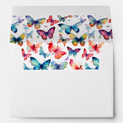 Colorful Watercolor Butterflies Rainbow Pattern Envelope