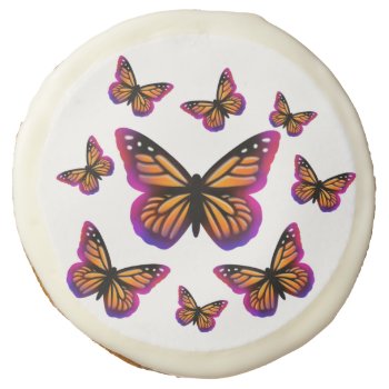 Colorful Watercolor Butterflies Sugar Cookie by Omtastic at Zazzle