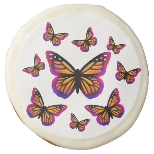 Colorful watercolor butterflies sugar cookie