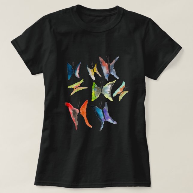 Colorful watercolor butterflies T-Shirt (Design Front)