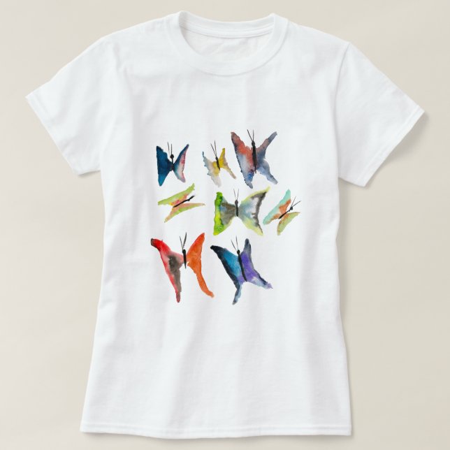 Colorful watercolor butterflies T-Shirt (Design Front)