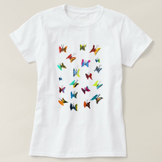 Colorful watercolor butterflies T-Shirt (Design Front)