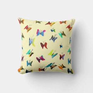 Colorful watercolor butterflies throw pillow