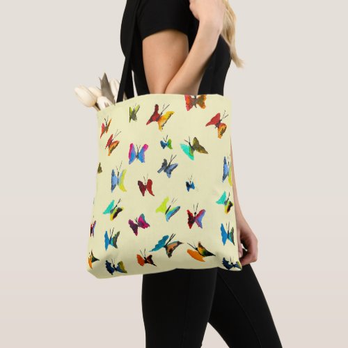 Colorful watercolor butterflies tote bag