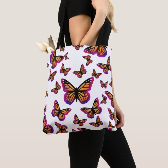 Colorful watercolor butterflies tote bag (Close Up)