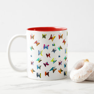Colorful watercolor butterflies Two-Tone coffee mug