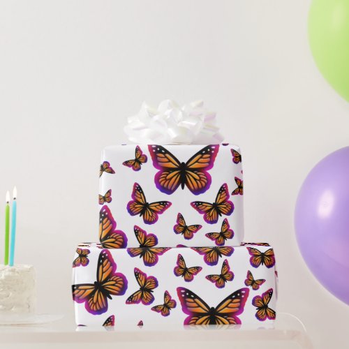 Colorful watercolor butterflies wrapping paper