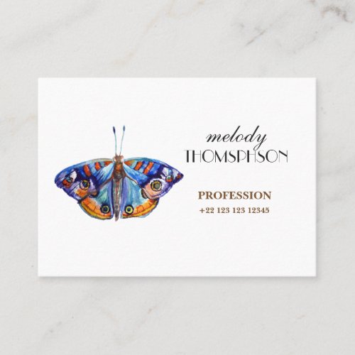 Colorful watercolor butterfly business card