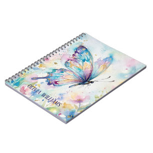 Colorful Watercolor Butterfly Floral Notebook