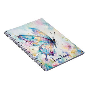 Colorful Watercolor Butterfly Floral Notebook
