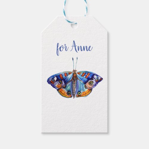 Colorful watercolor butterfly gift tags