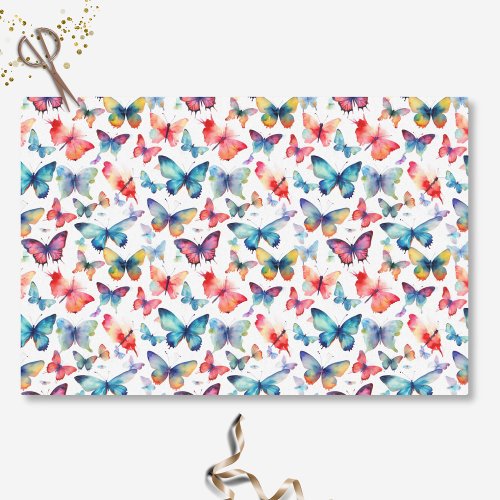 Colorful Watercolor Butterfly Modern Pattern Tissue Paper