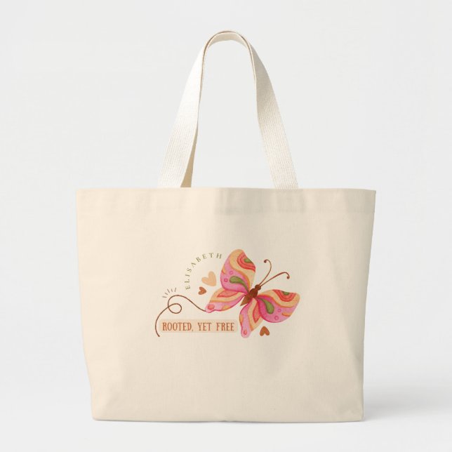 Colorful Watercolor butterfly motivational boho  Large Tote Bag (Front)