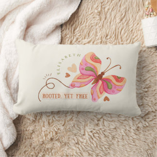 Colorful Watercolor butterfly motivational boho Lumbar Pillow