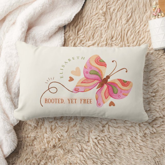 Colorful Watercolor butterfly motivational boho  Lumbar Pillow (Blanket)