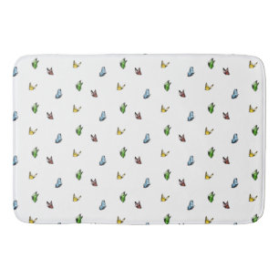 Colorful Watercolor Butterfly Pattern Aesthetic Bath Mat