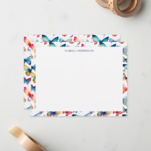 Colorful Watercolor Butterfly Pattern Note Card