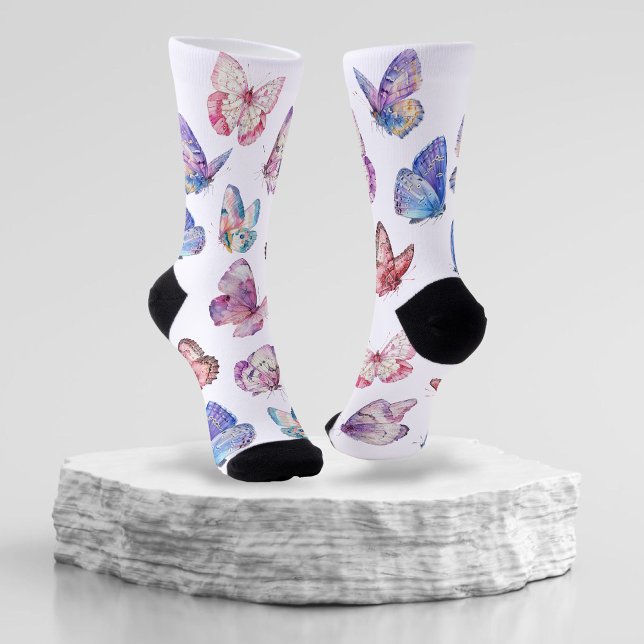 Colorful Watercolor Butterfly Pattern Socks (Creator Uploaded)