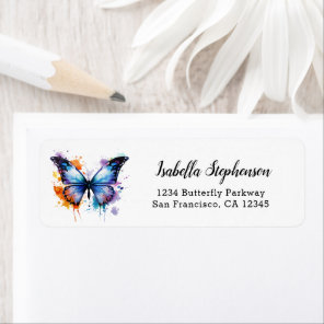 Colorful Watercolor Butterfly Return Address Label