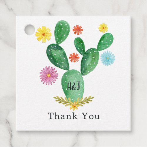 Colorful Watercolor Cactus Mexican Fiesta Wedding Favor Tags