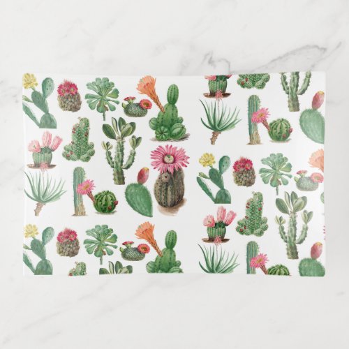 Colorful Watercolor Cactus  Succulents Flowers Trinket Tray