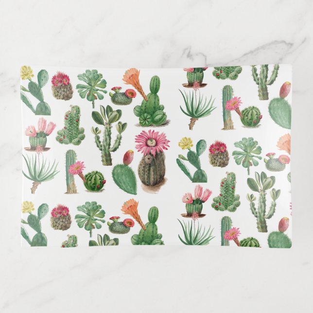 Colorful Watercolor Cactus & Succulents Flowers Trinket Tray (Front)