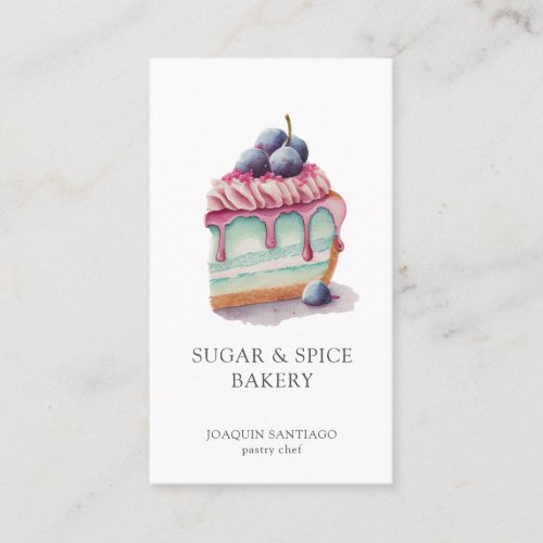 Colorful Watercolor Cake Baker Pastry Chef Business Card