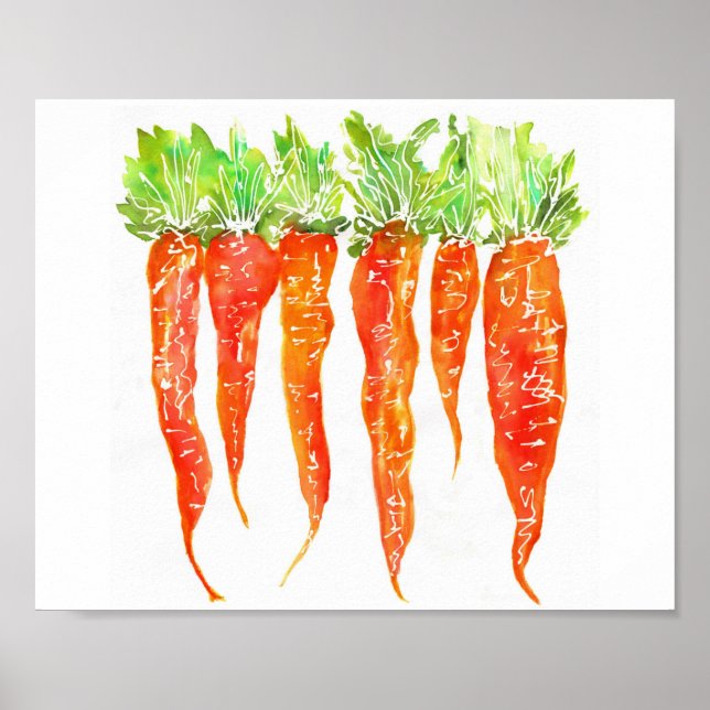 Colorful Watercolor Carrots Poster - 8X10" (Front)