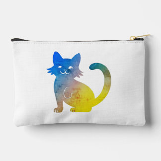 Colorful Watercolor Cat Cosmetic Bag – Cute Rainbo