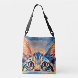 Colorful Watercolor Cat Purse Bag