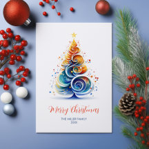 Colorful Watercolor Christmas Tree Customizable