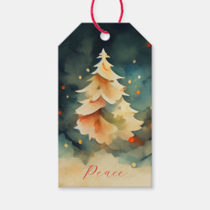 Colorful Watercolor Christmas Tree Gift Tags