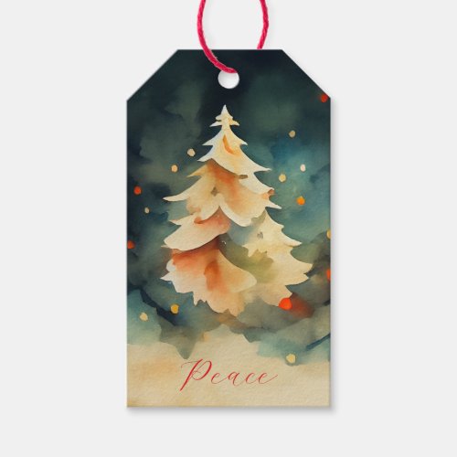 Colorful Watercolor Christmas Tree Gift Tags