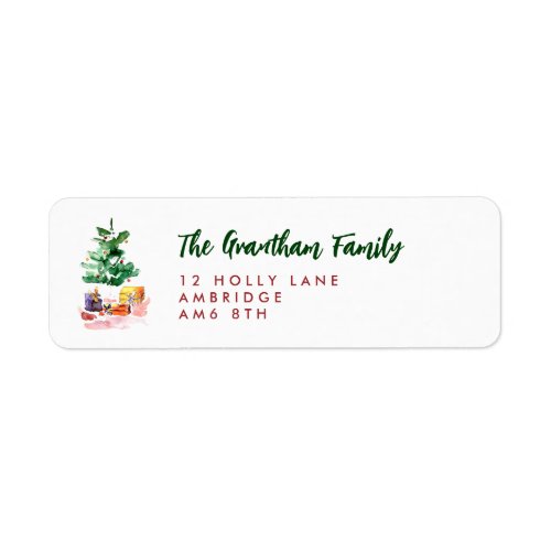 Colorful Watercolor Christmas Tree Return Address Label
