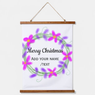 Colorful watercolor Christmas wreath garland add n Hanging Tapestry
