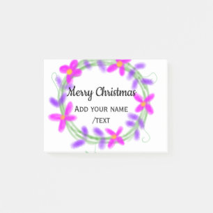 Colorful watercolor Christmas wreath garland add n Post-it Notes