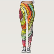 Colorful Watercolor Circles Ink Lines Dots Dashes