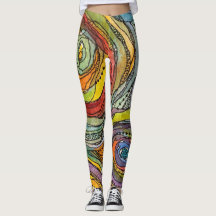 Colorful Watercolor Circles Ink Lines Dots Dashes