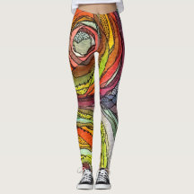 Colorful Watercolor Circles Ink Lines Dots Dashes