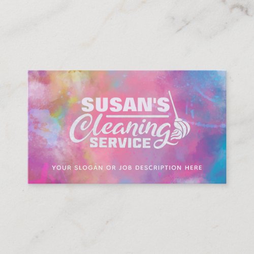 Colorful Watercolor Cleaning Business Cards